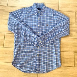 Polo Ralph Lauren Button Down Light Blue Squared Stripped Shirt